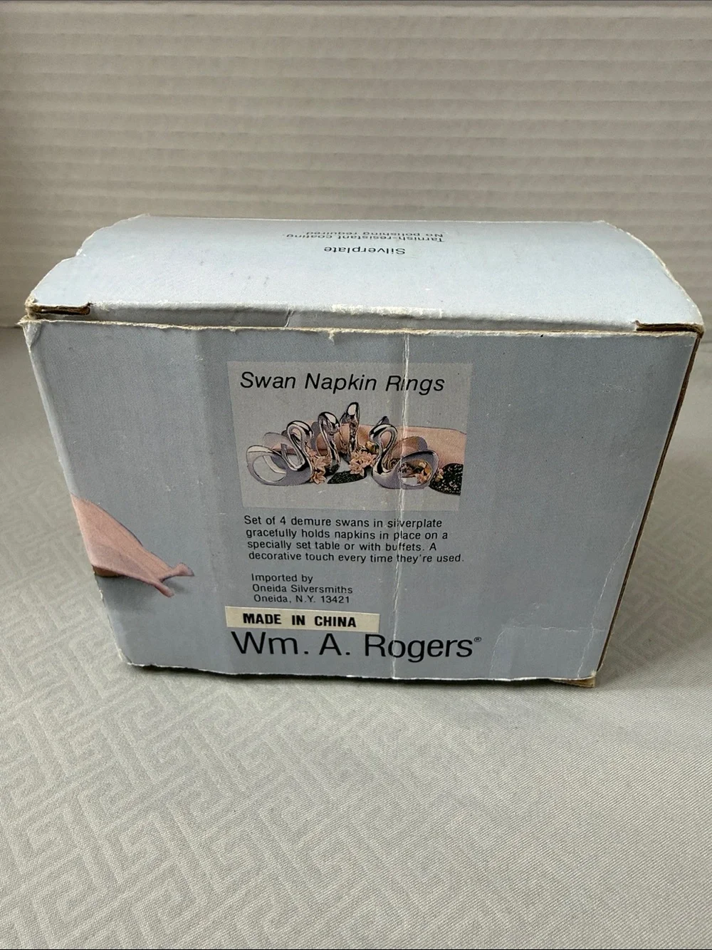 Vintage Wm A Rodgers Silverplate Swan Napkin Holders Set Of 6 Rings